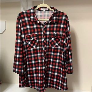 Eden and Olivia 3/4 length flannel shirt
